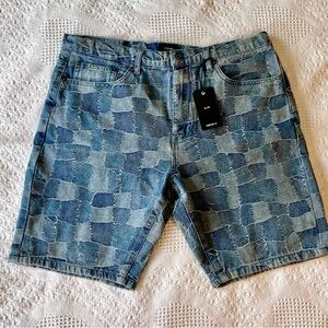 NWT Forever 21 Men's Blue Patchwork Denim Shorts